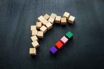 Colorful cubes and wooden around them. Diversity equity and inclusion concept.