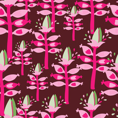 Venus flytrap flower seamless pattern. Contemporary botanical floral ornament. Strange plants endless wallpaper.