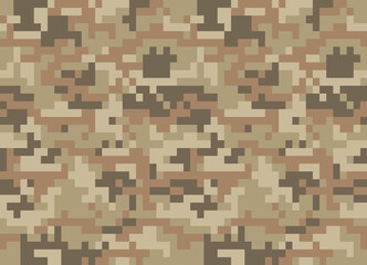 
Military pixel camouflage pattern, sand texture, endless background on textiles, army