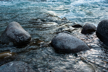 Close up of mountain water stream