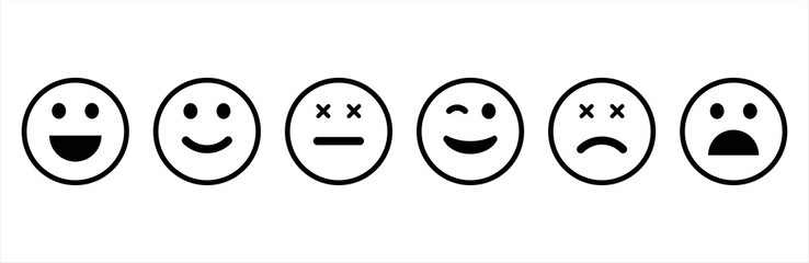 Emoticons icon set. Simple emoji collection. Vector illustration.