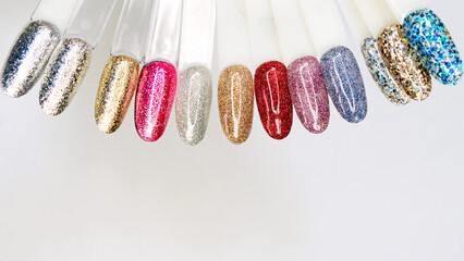Shiny glitter nails polish palette