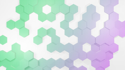 Fototapeta na wymiar Abstract multicolored background with hexagons or honeycombs, 3D rendering with color gradient, hexagonal wallpaper, geometric illustration design