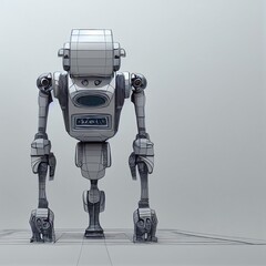 A 3D Illustration sketch of a robot on a grey background