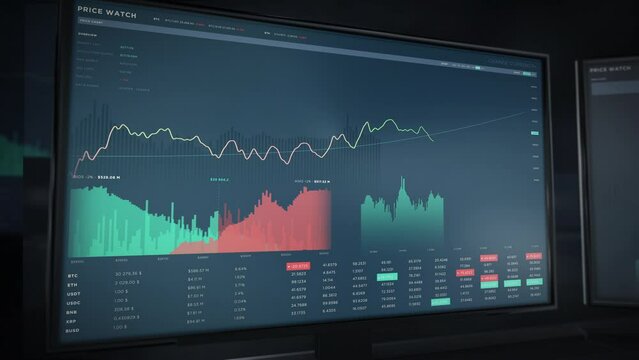The growing coin cost graph indicating cryptocurrency trade success. Trading digital cryptocurrency to make successful profits. Investor displaying cryptocurrency trade success using finance software.