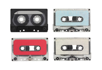 Vintage blank audio cassettes isolated