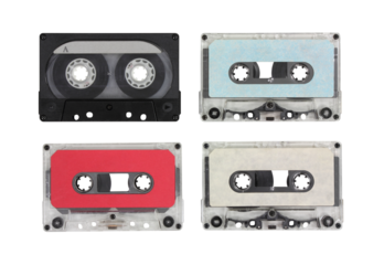 Vintage blank audio cassettes isolated