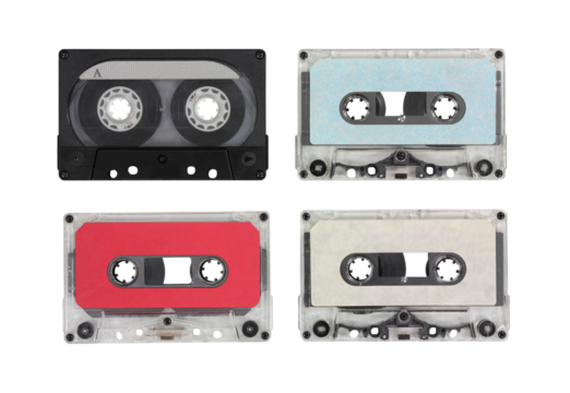 Vintage blank audio cassettes isolated