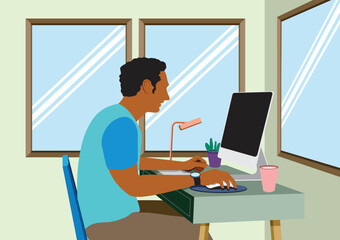 person working on computer work from home