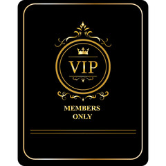 Premium VIP banner with gold elements and crown 