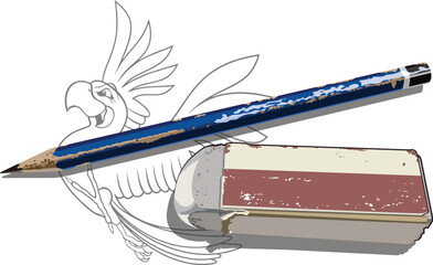 back to school background with pencil and eraser