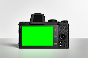 Camera on isolated green screen