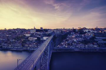 Porto observed from Mosteiro da Serra do Pilar in Vila Nova de Gaia - D. Luis bridge.