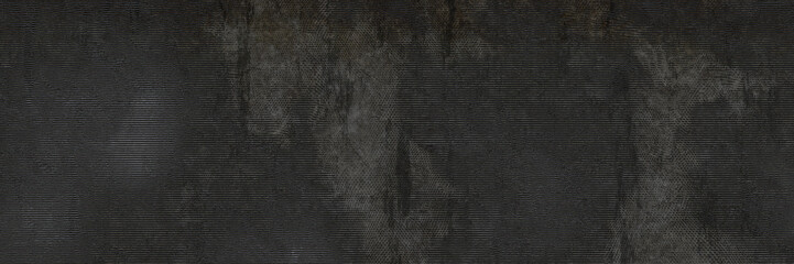 Dark horror grunge wall panoramic banner with halftone engrave lines. Dust overlay distress texture. Dirty splattered watercolor drips . Black Friday or Halloween effect with granules and chalk.	 - obrazy, fototapety, plakaty