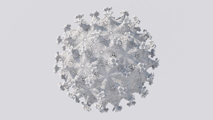 Abstract mesh fractal array. White monochrome illustration, 3d render.