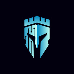 Modern spartan tech logo illustration design for your company or business