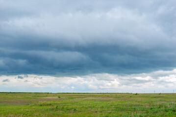 gorgeous steppe landscape in summer before rain