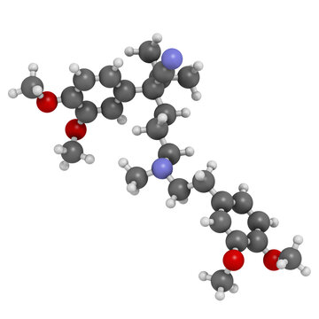 Verapamil calcium channel blocker drug. Mainly used in treatment of hypertension (high blood pressure) and cardiac arrhythmia (irregular heartbeat).