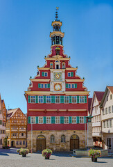 Fototapeta na wymiar The old townhall on the Marktplatz Square, Esslingen/Neckar, Baden-Wuerttemberg, Germany, Europe