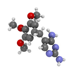 Trimethoprim antibiotic drug, chemical structure.