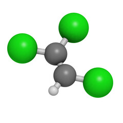 Trichloroethylene (TCE) pollutant and obsolete anesthetic, molecular model