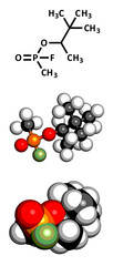 Soman nerve agent molecule (chemical weapon).