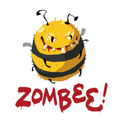 halloween t-shirt decoration with angry zombie bee