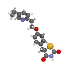 Pioglitazone diabetes drug, chemical structure.