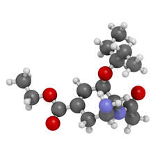 Oseltamivir influenza virus drug, chemical structure.