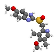 Omeprazole dyspepsia and peptic ulcer disease drug, chemical structure.