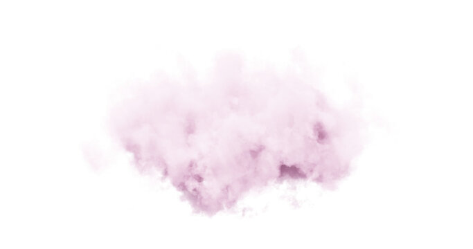 Pink cloud on white background. 3d rendering.	