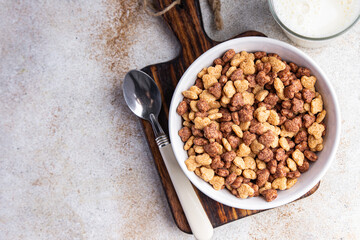 cornflakes quick breakfast healthy meal food snack diet on the table copy space food background rustic top view