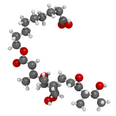 Mupirocin (pseudomonic acid) antibiotic drug molecule. Used topically against gram-positive bacteria.