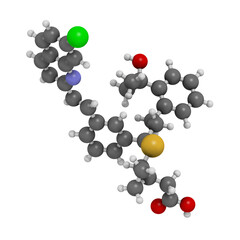 Montelukast asthma and airway allergy drug, chemical structure.