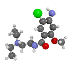 Metoclopramide nausea and vomiting treatment drug, chemical structure.