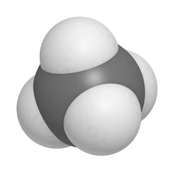 Methane (CH4) gas molecule, chemical structure. Main component of natural gas.