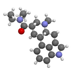 Lysergic acid diethylamide (LSD) hallucinogenic drug, molecular model