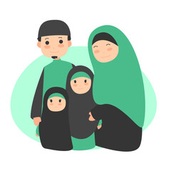 muslim family parent and children