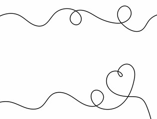 Rectangular background with swirls and heart drawn by hand in thin lines. Doodle, sketch. Vector illustration. - 533490920