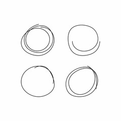 Set of isolated round elements. Drawn by hand with thin lines. Vector illustration. - 533490928
