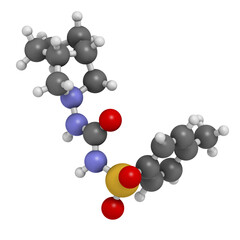 Gliclazide diabetes drug molecule. Sulfonylurea class anti-diabetic agent.