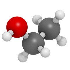 Ethanol (EtOH, alcohol) molecule, chemical structure