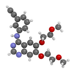 Erlotinib cancer drug, chemical structure.