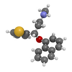 Duloxetine antidepressant drug (SNRI class), chemical structure.