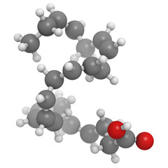 Omega-3 fatty acid docosahexaenoic acid, molecular model.