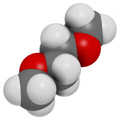 Dimethoxyethane (glyme, DME, dimethylene glycol) chemical solvent molecule.