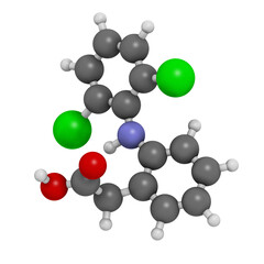 Diclofenac pain and inflammation drug (NSAID), chemical structure.