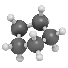 Cyclopentane cycloalkane molecule. Used in refrigerators and freezers and for many other purposes.