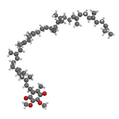 Coenzyme Q10 (ubiquinone), molecular model