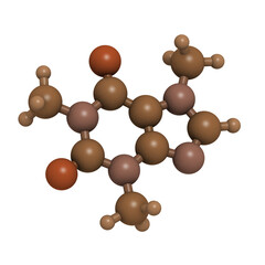 Caffeine, molecular model.